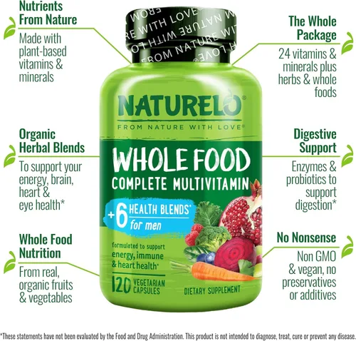 Vista 5 de Naturelo Multivitamina alimentaria completa para hombres, 1