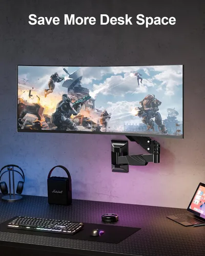 Vista 5 de Soporte de pared para monitor para máximo 43 pulgadas, soporte de monitor de pared individual premium con capacidad para hasta 33.1 libras, pantalla