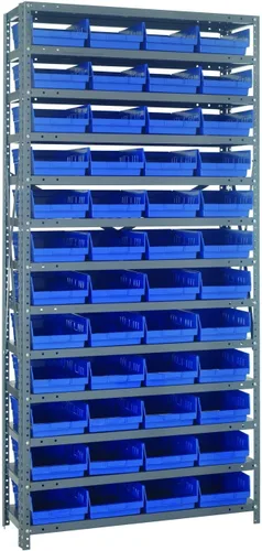 Vista 288 de Quantum QSBU-245BK Heavy Duty Shelving Unit with (7) Shelves and (24) QUS245 Black Bins for Garage Warehouse Storage Distribution 400 lb Load