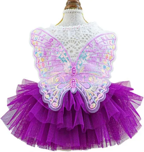 Vista 6 de ANIAC Daisy Vestidos para Perros Pequeños Hembra con Anillo para Correa, Nudo de Lazo Vestido de Boda para Cachorra, Traje de Gato de San Valentín