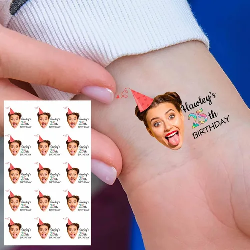 Vista 2 de Tatuajes temporales personalizados con texto de nombre, tatuaje temporal personalizado con logotipo fotográfico para adultos, parejas, mujeres