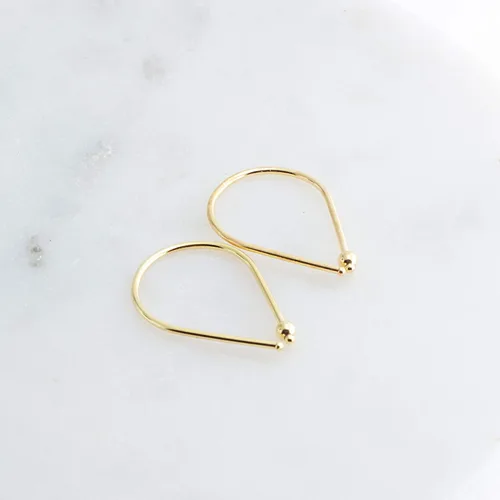 Vista 5 de 13mm de plata de ley 20 GA Aretes de aro invertidos colgantes de lágrima hipoalergénicos ligeros con hilo para mujer
