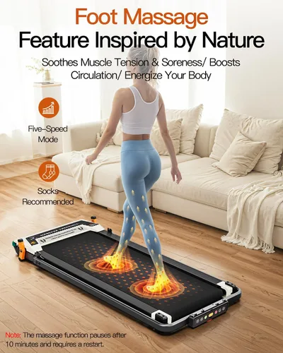 Vista 3 de FUNRAY Versatile Walking Pad Treadmill with Incline - Dual-Sided Under Desk Treadmill with Foot Massage,2 in 1 Walking Pad for Home/Office, Portable