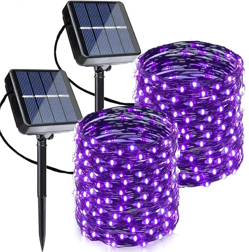 Vista 13 de Joomer - Cadena de luces solares de hadas, 2 paquetes de un total de 80 pies, 240 luces LED, impermeables, 8 modos de iluminación para patio, cerca