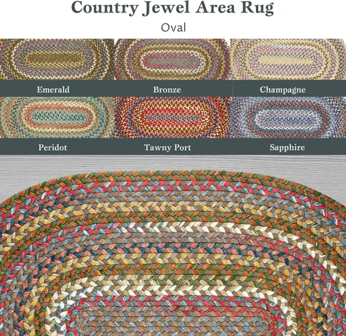 Vista 7 de Rhody Rug Country Jewel CJ35 - Alfombra trenzada ovalada de bronce de 2 x 3 pies, decoración del hogar, alfombra de piso o alfombra de dormitorio
