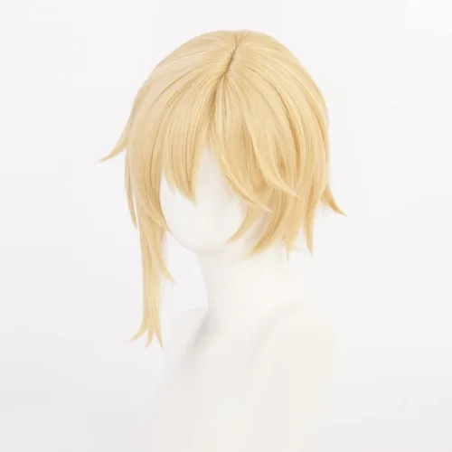 Vista 3 de XiongXiongLe Peluca amarilla Cosplay Anime Nito Nazuna Hombres Disfraz corto rizado calor sintético pelucas para adultos Fiesta Festival Halloween