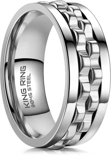 Vista 11 de King Ring Anillos giratorios de engranajes de 0.315 pulgadas – Anillos para ansiedad ultra pulidos para hombres y mujeres – Diseñado en Estados