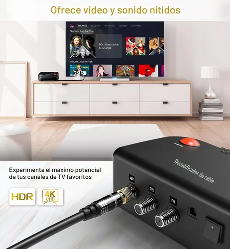 Vista 2 de BlueRigger Cable coaxial digital AV RG6 (3.05 metros, conector macho tipo F triple blindado de 90 ángulos a recto) - HDTV, CATV, DVB-T2/C/S, módem