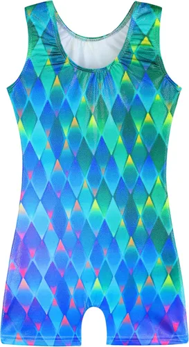 Vista 40 de HOZIY Leotardos de gimnasia para niñas, trajes de ciclismo con patrón adorable brillante
