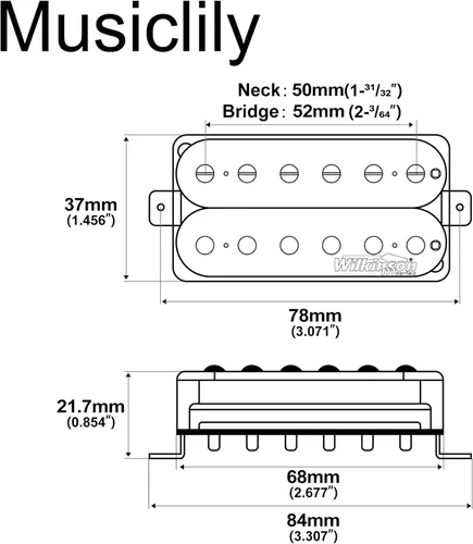 Vista 2 de Wilkinson Vintage Classic Alnico 5 Set de Pastillas Humbucker Sobrebobinadas Estilo Abierto para Guitarra Eléctrica, Zebra Set Zebra