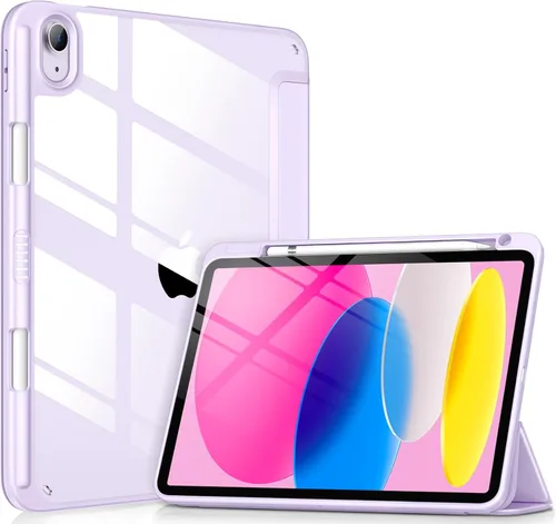 Vista 17 de DTTOCASE - Funda para iPad de 10.ª generación de 2022, 10.9”, reverso transparente y marco de poliuretano termoplástico antigolpes