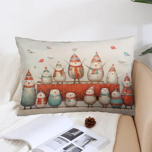 Vista 5 de Fundas de almohada de primavera con bonitos muñecos de nieve, fundas de almohada rústicas para vacaciones, funda de almohada tamaño Queen