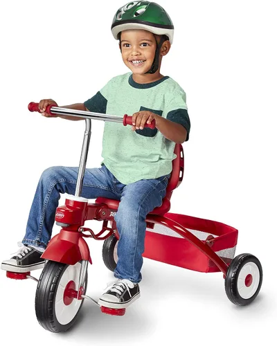 Vista 16 de Radio Flyer Deluxe EZ Fold Stroll 'N Trike - Triciclo 4 en 1, color rojo
