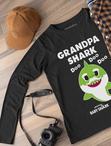 Vista 3 de Grandpa Shark Doo Doo Doo Baby Shark Papa - Camiseta de manga larga