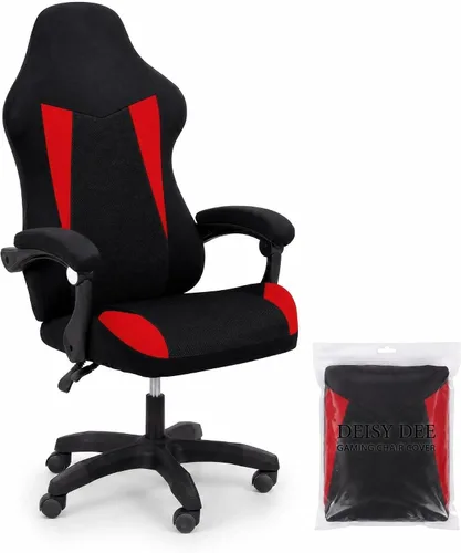 Vista 8 de Deisy Dee Sin silla, solo fundas para sillas de juegos, fundas elásticas de poliéster para silla reclinable de juegos de carreras (negro)