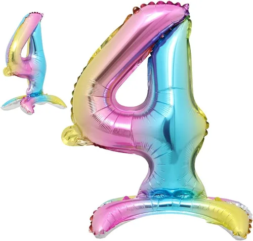 Vista 8 de Globos de helio de 40 pulgadas con degradado arcoíris de pie, colorido, tamaño grande, globos de helio para fiesta de cumpleaños, decoración