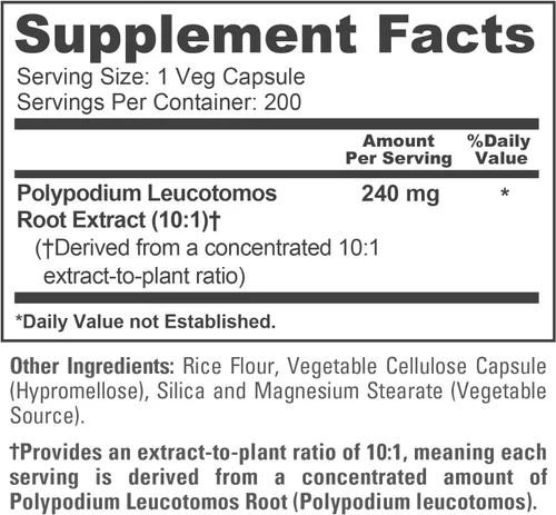 Vista 4 de NusaPure Extracto de Polypodium Leucotomos 2400mg 200 cápsulas vegetales (vegetariano, sin OMG, sin gluten)