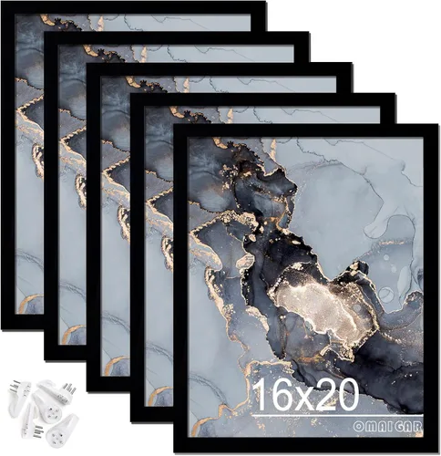 Vista 9 de OMAIGAR Juego de 5 portarretratos de 12 x 18 pulgadas, marcos de póster negros para póster de 12 x 18 pulgadas, certificado de lienzo de fotos
