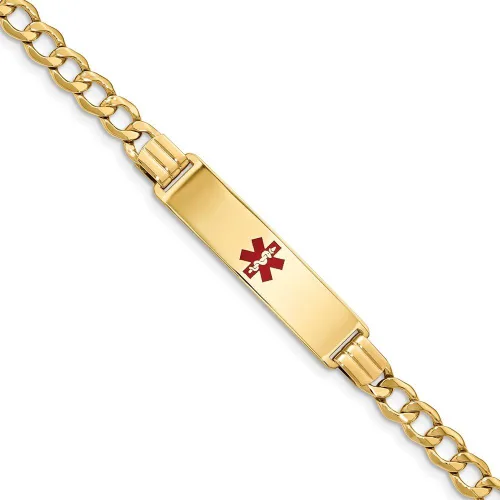Vista 2 de Pulsera de oro amarillo de 14 quilates con esmalte rojo médico de 0232in para identificación de 70in
