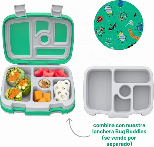 Vista 2 de Bentgo® Kids Prints Bandeja con Cubierta Transparente - Reutilizable, Sin BPA, Recipiente de Preparación de Comidas de 5 Compartimentos con Control