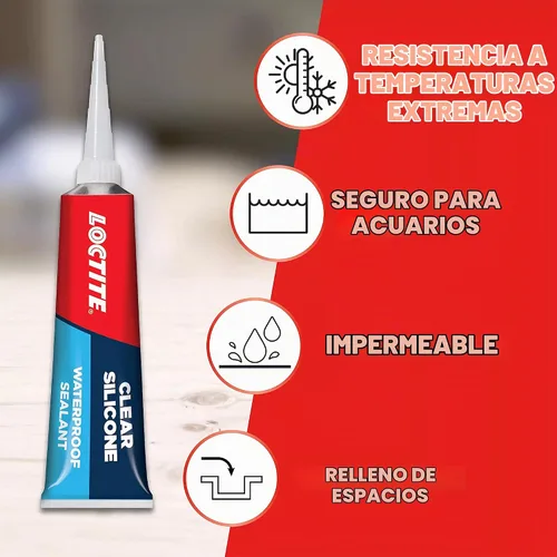 Vista 4 de Sellador de silicón transparente impermeable Loctite, tubo de 2.7 onzas (908570), 908570 3oz