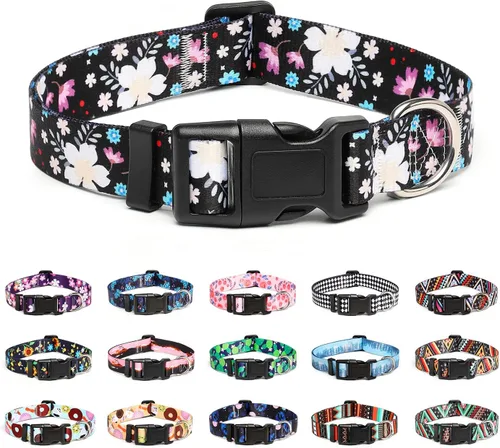 Vista 8 de Mercano - Collar ajustable para perro, patrones de diseño especial, collar de nailon suave cómodo y duradero para perros pequeños, medianos