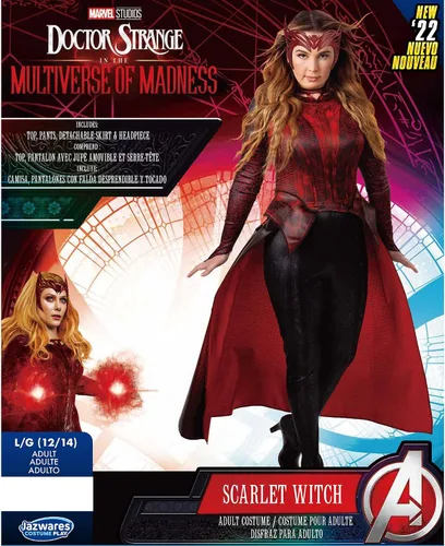 Vista 2 de Marvel - Disfraz de héroe de la bruja escarlata para adultos, disfraz de Halloween para mujer, con licencia