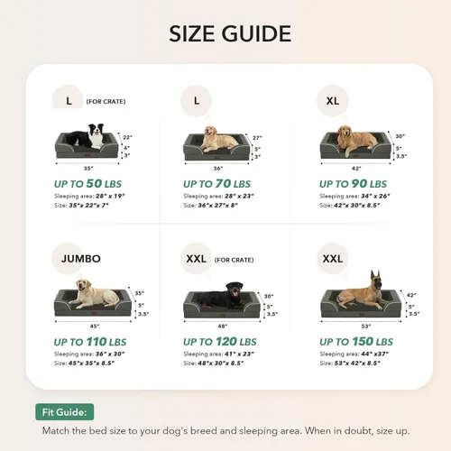 Vista 45 de Camas ortopédicas para perros grandes, cama de espuma viscoelástica impermeable para mascotas grandes con lados 89x56 cm, sofá para perros grandes