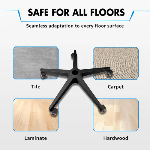 Vista 5 de Sytopia Base de silla de oficina de 28 pulgadas con ruedas, juego de 5, base de silla de escritorio resistente de 2600 libras, ruedas suaves y Negro