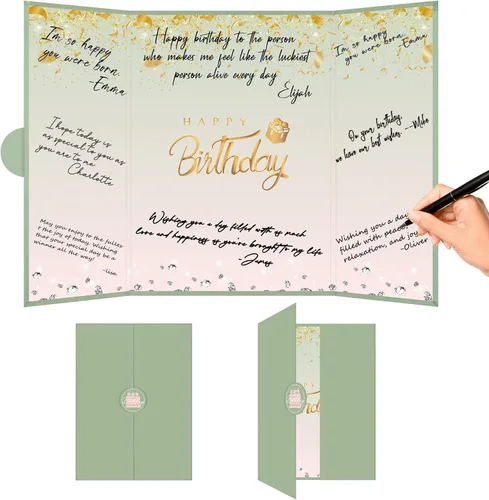 Vista 15 de Crenics Decoraciones de cumpleaños en blanco y negro para mujeres y hombres, libro de invitados creativo alternativo de 45,72 cm x 30,48 cm, gran