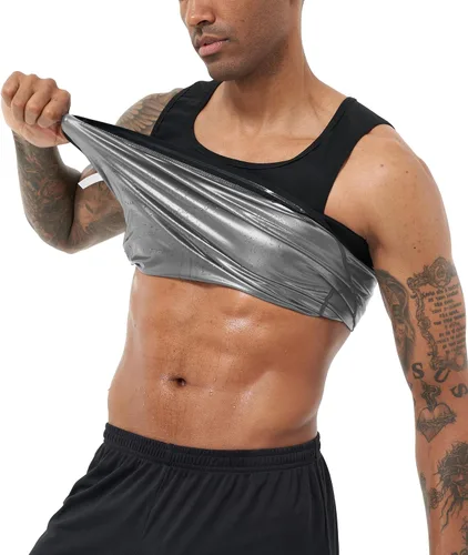 Vista 8 de Chaleco de sudoración para sauna, camiseta deportiva de tirantes para entrenamiento, faja de cintura para hombres, chaleco de compresión