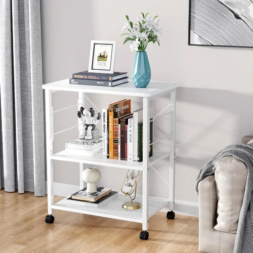 Vista 3 de Mr IRONSTONE Carrito de microondas de 23.7 pulgadas para espacio pequeño, soporte de microondas de 3 niveles, carrito de café, carrito de cocina