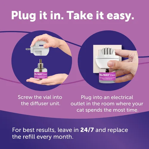 Vista 5 de FELIWAY Kit clásico de difusor calmante para gatos y recambio de 6 unidades, ayuda a reducir los comportamientos relacionados con el estrés como