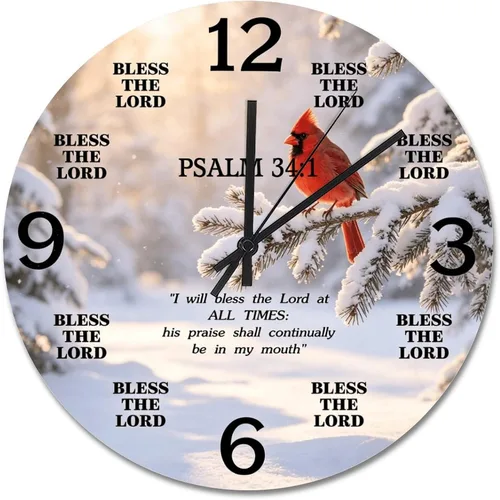 Vista 11 de Reloj de pared con versículo bíblico bendice al Señor Jesús