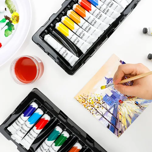 Vista 8 de Amazon Basics Tubos de pintura acrílica, 24 unidades (paquete de 1), multicolor