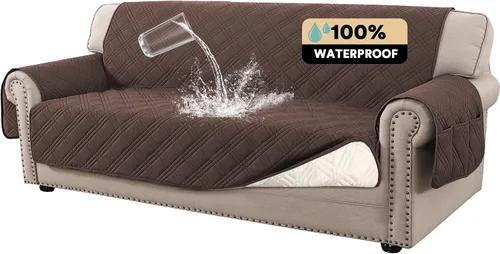 Vista 26 de PrinceDeco Fundas 100% impermeables para sofá biplaza de 2 cojines, fundas impermeables y lavables para sofá con bolsillo lateral, protector