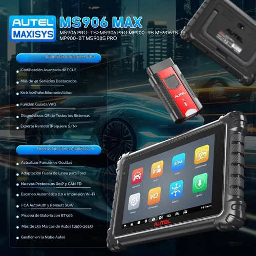 Vista 2 de Autel MaxiSys MS906MAX OBD2 escáner, mucho mejor que MS906 Pro, 2026 MS906 MAX hasta MS906S MS906BT MS908, codificación ECU, más de 3000 pruebas