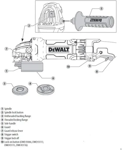 Vista 5 de DEWALT Herramienta de amoladora angular, 4-1/2 a 5 pulgadas, interruptor de gatillo (DWE43115N)