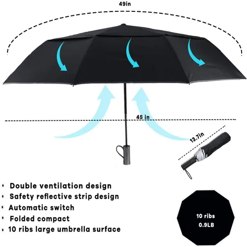 Vista 6 de MRTLLOA Paraguas de viaje compacto resistente al viento de 4249 pulgadas para lluvia, ligero, portátil, automático, fuerte, impermeable plegable