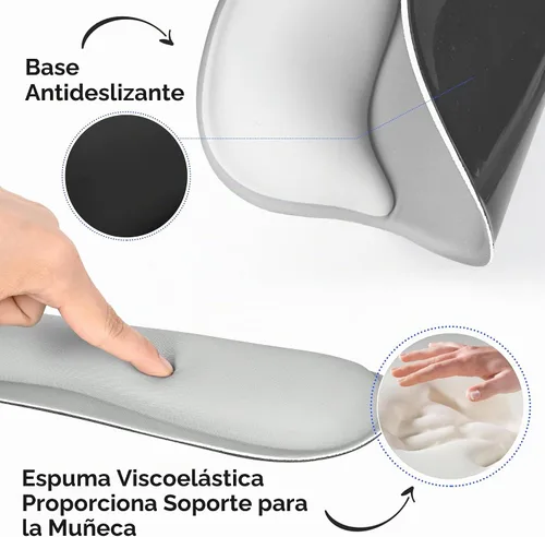 Vista 4 de Soporte de reposo para muñeca para conjunto de alfombrilla de ratón y teclado, posavasos circular, alfombrilla de ratón gaming, conjunto ergonómico