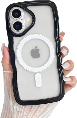 Vista 9 de Yeddabox Magsafe - Funda compatible con iPhone 13, diseño de ondas, lindo marco de colores de caramelo con ondas de agua, a prueba de golpes