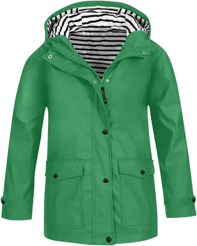 Vista 18 de Moonker Chaqueta impermeable ligera para niños y niñas, rompevientos con capucha, chaqueta impermeable Softshell para otoño para la escuela beige-b