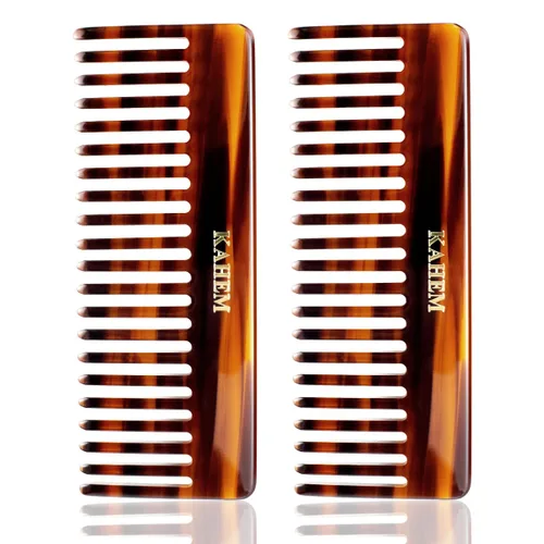 Vista 7 de KAHEM Peine desenredante grande de dientes anchos para mujeres, hombres y niños, hecho a mano para cabello rizado, largo y corto, peine profesional