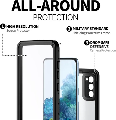 Vista 5 de BEASTEK Funda impermeable para Samsung Galaxy S20, serie NRE, a prueba de golpes, con protector de pantalla integrado, cubierta protectora de cuerpo