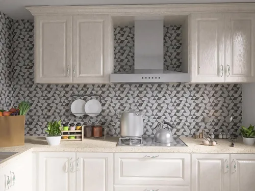 Vista 2 de KASARO Azulejos de protección contra salpicaduras para pared de cocina, mosaico, autoadhesivo, duradero, material polimérico, azulejos de metal, 10