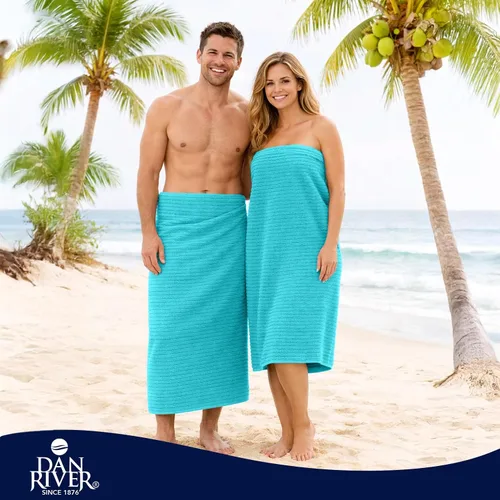 Vista 6 de DAN RIVER Paquete de 2 sábanas de baño de 35x70 pulgadas, sábanas de baño jumbo acanaladas para adultos, toallas grandes gruesas y absorbentes