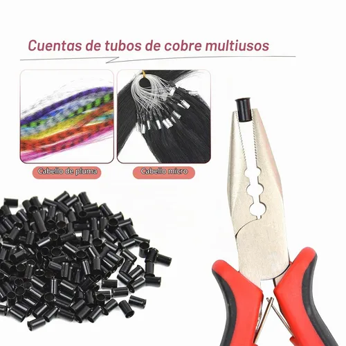 Vista 5 de 200 piezas de 0.134 in de microanillos de eslabones de cuentas de cobre sin silicona para extensiones de cabello (negro)