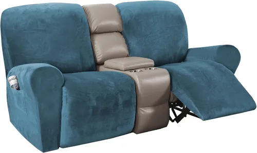 Vista 8 de H.VERSAILTEX Fundas elásticas de terciopelo para sillón reclinable, 6 piezas, fundas para loveseat reclinable de 2 cojines, fundas para sofá
