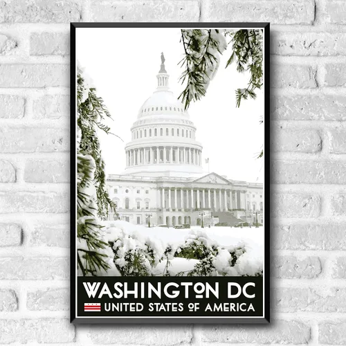 Vista 2 de Washington DC District of Columbia Vintage-Style Travel Poster - 8x10-12x18-18x24-24x36 / 4x6 Postcard WPA Style Art Print USA Capitol Building