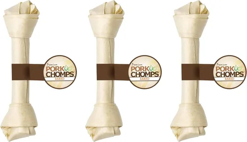 Vista 4 de Pork Chomps Masticables de piel de cerdo asada para perros, nudos de 6 pulgadas, 6